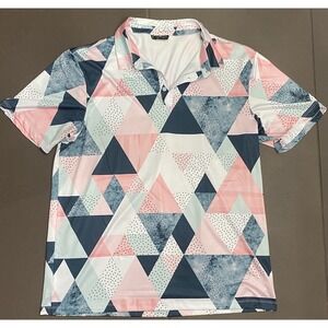 Yatta Golf Shirt Polo Mens XL All Over Print Geometric Abstract Lightweight‎